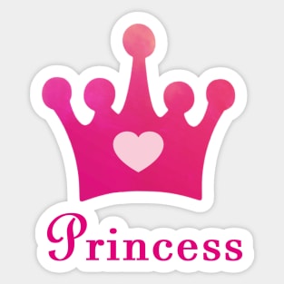 Princess with a Pink Crown and Heart in a Purple Background Sticker